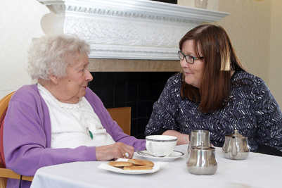 The manager talking to a resident