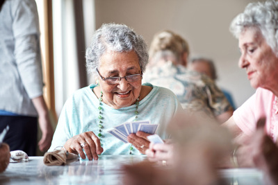 Residents playing cards