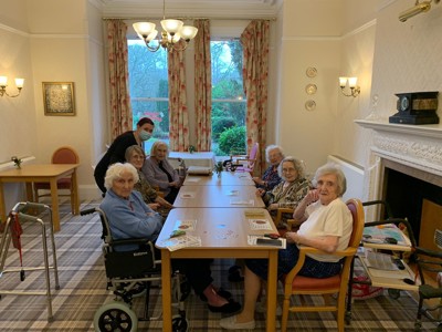 Care home residents playing games