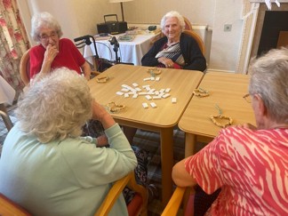 Residents making bird feeders